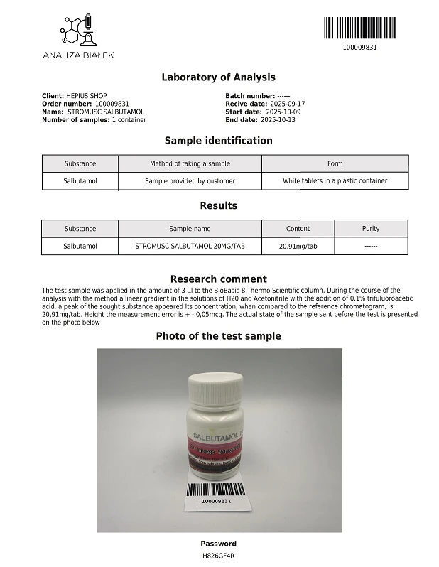 High-Quality STROMUSC Salbutamol 20mg For Bodybuilding CAS:18559-94-9 suppliers